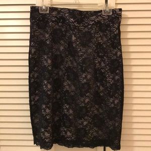 Banana republic black lace pencil skirt size 6